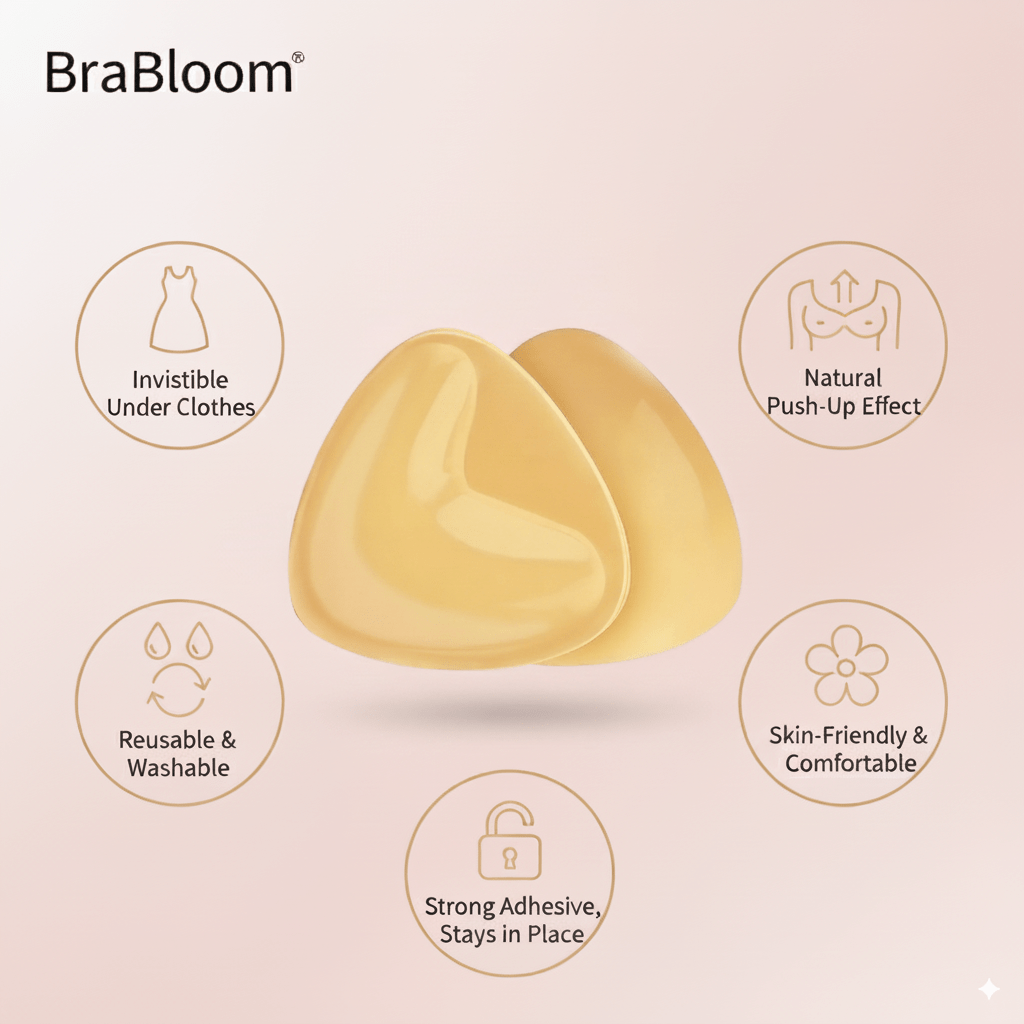 Brabloom product with features on a light pink background