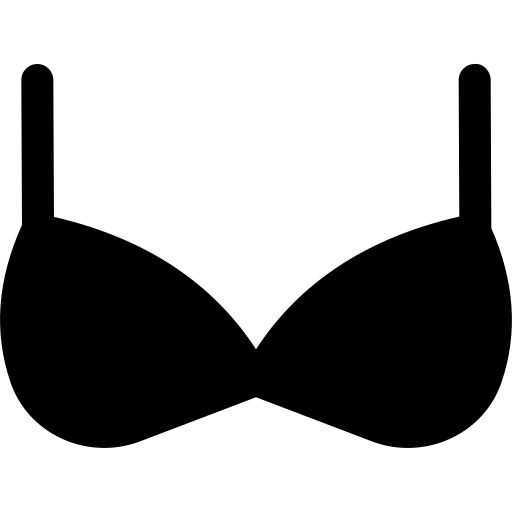Black silhouette of a bikini top on a white background