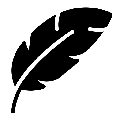 Black feather icon on a white background